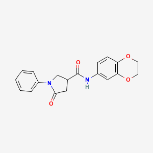 molecular formula C19H18N2O4 B5263021 N-(2,3-dihydro-1,4-benzodioxin-6-yl)-5-oxo-1-phenylpyrrolidine-3-carboxamide 