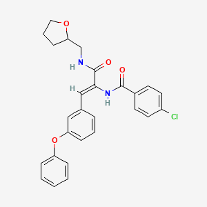 molecular formula C27H25ClN2O4 B5263129 4-chloro-N-(2-(3-phenoxyphenyl)-1-{[(tetrahydro-2-furanylmethyl)amino]carbonyl}vinyl)benzamide 