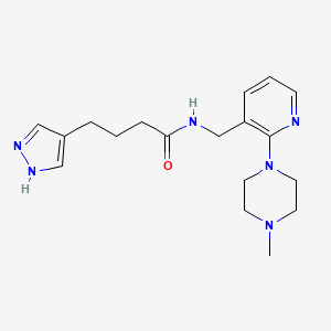 molecular formula C18H26N6O B5263145 N-{[2-(4-methylpiperazin-1-yl)pyridin-3-yl]methyl}-4-(1H-pyrazol-4-yl)butanamide 