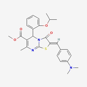molecular formula C27H29N3O4S B5263158 methyl 2-[4-(dimethylamino)benzylidene]-5-(2-isopropoxyphenyl)-7-methyl-3-oxo-2,3-dihydro-5H-[1,3]thiazolo[3,2-a]pyrimidine-6-carboxylate 