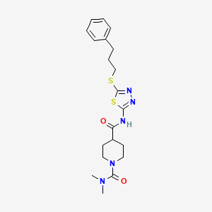 molecular formula C20H27N5O2S2 B5263178 N,N-DIMETHYL-N-{5-[(3-PHENYLPROPYL)SULFANYL]-1,3,4-THIADIAZOL-2-YL}TETRAHYDRO-1,4(2H)-PYRIDINEDICARBOXAMIDE 