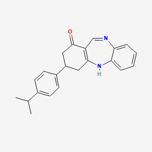 molecular formula C22H22N2O B5263291 3-(4-isopropylphenyl)-2,3,4,5-tetrahydro-1H-dibenzo[b,e][1,4]diazepin-1-one 