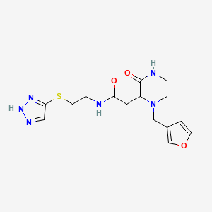 molecular formula C15H20N6O3S B5263433 2-[1-(furan-3-ylmethyl)-3-oxopiperazin-2-yl]-N-[2-(2H-triazol-4-ylsulfanyl)ethyl]acetamide 