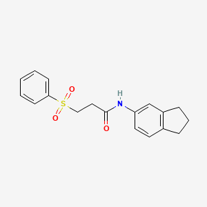 molecular formula C18H19NO3S B5263451 N-(2,3-dihydro-1H-inden-5-yl)-3-(phenylsulfonyl)propanamide 