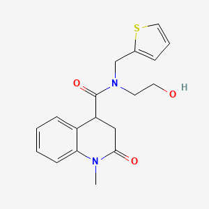 molecular formula C18H20N2O3S B5263909 N-(2-hydroxyethyl)-1-methyl-2-oxo-N-(2-thienylmethyl)-1,2,3,4-tetrahydroquinoline-4-carboxamide 
