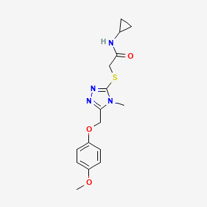 molecular formula C16H20N4O3S B5264161 N-cyclopropyl-2-({5-[(4-methoxyphenoxy)methyl]-4-methyl-4H-1,2,4-triazol-3-yl}sulfanyl)acetamide 