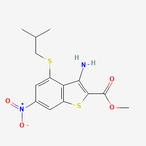 molecular formula C14H16N2O4S2 B5264223 Methyl 3-amino-4-(isobutylsulfanyl)-6-nitro-1-benzothiophene-2-carboxylate 