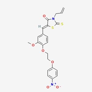 molecular formula C22H20N2O6S2 B5264248 (5Z)-5-{3-methoxy-4-[2-(4-nitrophenoxy)ethoxy]benzylidene}-3-(prop-2-en-1-yl)-2-thioxo-1,3-thiazolidin-4-one 