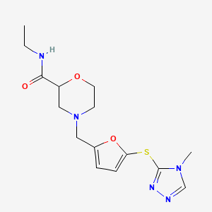 molecular formula C15H21N5O3S B5264258 N-ethyl-4-({5-[(4-methyl-4H-1,2,4-triazol-3-yl)thio]-2-furyl}methyl)-2-morpholinecarboxamide 