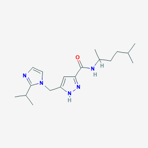 molecular formula C18H29N5O B5264608 N-(1,4-dimethylpentyl)-5-[(2-isopropyl-1H-imidazol-1-yl)methyl]-1H-pyrazole-3-carboxamide 