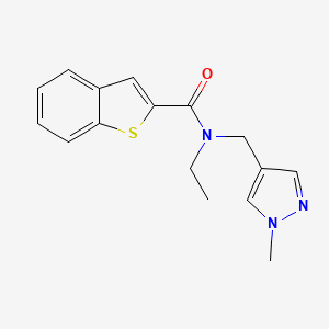 molecular formula C16H17N3OS B5264644 N-ethyl-N-[(1-methyl-1H-pyrazol-4-yl)methyl]-1-benzothiophene-2-carboxamide 
