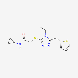 molecular formula C14H18N4OS2 B5264661 N-CYCLOPROPYL-2-{[4-ETHYL-5-(2-THIENYLMETHYL)-4H-1,2,4-TRIAZOL-3-YL]SULFANYL}ACETAMIDE 