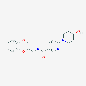 molecular formula C21H25N3O4 B5264693 N-(2,3-dihydro-1,4-benzodioxin-2-ylmethyl)-6-(4-hydroxypiperidin-1-yl)-N-methylnicotinamide 