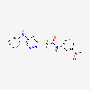 molecular formula C21H19N5O2S B5264966 N-(3-acetylphenyl)-2-(5H-[1,2,4]triazino[5,6-b]indol-3-ylthio)butanamide 
