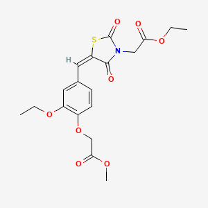molecular formula C19H21NO8S B5265051 methyl (2-ethoxy-4-{[3-(2-ethoxy-2-oxoethyl)-2,4-dioxo-1,3-thiazolidin-5-ylidene]methyl}phenoxy)acetate 