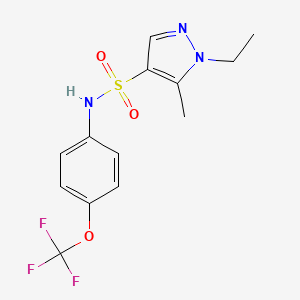 molecular formula C13H14F3N3O3S B5265237 1-ethyl-5-methyl-N-[4-(trifluoromethoxy)phenyl]-1H-pyrazole-4-sulfonamide 