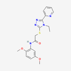 molecular formula C19H21N5O3S B5265338 N-(2,5-DIMETHOXYPHENYL)-2-{[4-ETHYL-5-(2-PYRIDINYL)-4H-1,2,4-TRIAZOL-3-YL]SULFANYL}ACETAMIDE 
