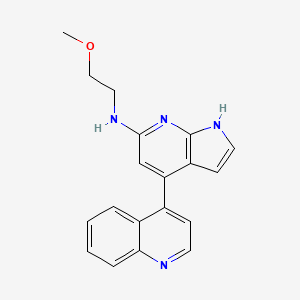 molecular formula C19H18N4O B5265616 N-(2-methoxyethyl)-4-quinolin-4-yl-1H-pyrrolo[2,3-b]pyridin-6-amine 