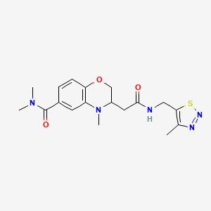molecular formula C18H23N5O3S B5265626 N,N,4-trimethyl-3-(2-{[(4-methyl-1,2,3-thiadiazol-5-yl)methyl]amino}-2-oxoethyl)-3,4-dihydro-2H-1,4-benzoxazine-6-carboxamide 