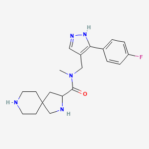 molecular formula C20H26FN5O B5265645 N-[[5-(4-fluorophenyl)-1H-pyrazol-4-yl]methyl]-N-methyl-2,8-diazaspiro[4.5]decane-3-carboxamide 