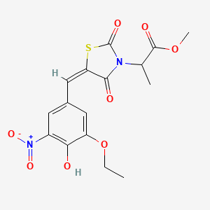 molecular formula C16H16N2O8S B5265699 methyl 2-[(5E)-5-(3-ethoxy-4-hydroxy-5-nitrobenzylidene)-2,4-dioxo-1,3-thiazolidin-3-yl]propanoate 