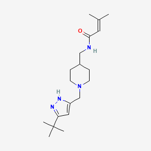 molecular formula C19H32N4O B5265841 N-({1-[(5-tert-butyl-1H-pyrazol-3-yl)methyl]piperidin-4-yl}methyl)-3-methylbut-2-enamide 