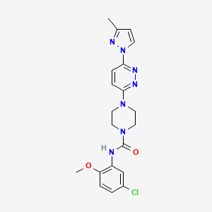 molecular formula C20H22ClN7O2 B5265997 N-(5-chloro-2-methoxyphenyl)-4-[6-(3-methyl-1H-pyrazol-1-yl)-3-pyridazinyl]-1-piperazinecarboxamide 