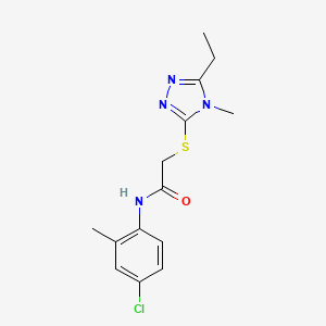molecular formula C14H17ClN4OS B5266019 N-(4-chloro-2-methylphenyl)-2-[(5-ethyl-4-methyl-4H-1,2,4-triazol-3-yl)sulfanyl]acetamide 