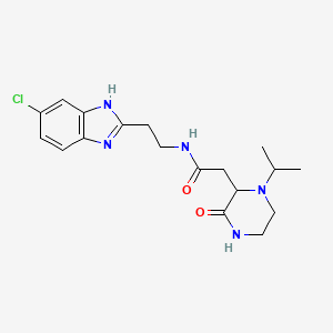 molecular formula C18H24ClN5O2 B5266058 N-[2-(5-chloro-1H-benzimidazol-2-yl)ethyl]-2-(1-isopropyl-3-oxo-2-piperazinyl)acetamide 