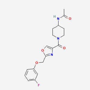 molecular formula C18H20FN3O4 B5266113 N-[1-({2-[(3-fluorophenoxy)methyl]-1,3-oxazol-4-yl}carbonyl)piperidin-4-yl]acetamide 