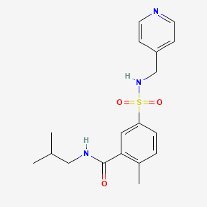molecular formula C18H23N3O3S B5266178 N-isobutyl-2-methyl-5-{[(pyridin-4-ylmethyl)amino]sulfonyl}benzamide 