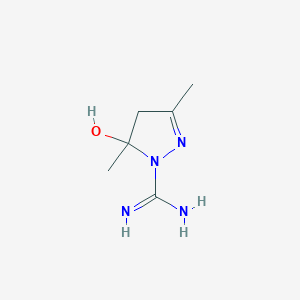 molecular formula C6H12N4O B052662 5-hydroxy-3,5-dimethyl-4H-pyrazole-1-carboximidamide CAS No. 113722-30-8