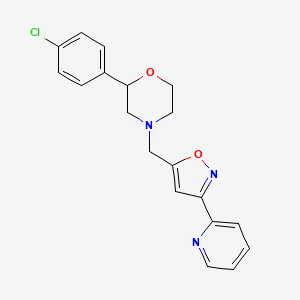 molecular formula C19H18ClN3O2 B5266205 2-(4-chlorophenyl)-4-[(3-pyridin-2-ylisoxazol-5-yl)methyl]morpholine 
