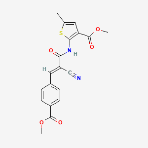 molecular formula C19H16N2O5S B5266410 methyl 2-({2-cyano-3-[4-(methoxycarbonyl)phenyl]acryloyl}amino)-5-methyl-3-thiophenecarboxylate 