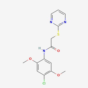 molecular formula C14H14ClN3O3S B5266430 N-(4-CHLORO-2,5-DIMETHOXYPHENYL)-2-(2-PYRIMIDINYLSULFANYL)ACETAMIDE 