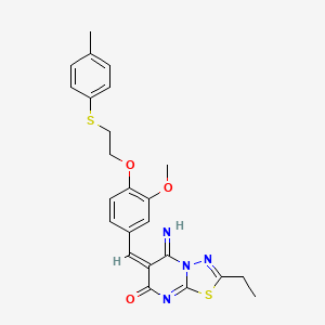 molecular formula C24H24N4O3S2 B5266433 (6E)-2-ethyl-5-imino-6-[[3-methoxy-4-[2-(4-methylphenyl)sulfanylethoxy]phenyl]methylidene]-[1,3,4]thiadiazolo[3,2-a]pyrimidin-7-one 