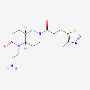 molecular formula C17H26N4O2S B5266482 rel-(4aS,8aR)-1-(2-aminoethyl)-6-[3-(4-methyl-1,3-thiazol-5-yl)propanoyl]octahydro-1,6-naphthyridin-2(1H)-one hydrochloride 