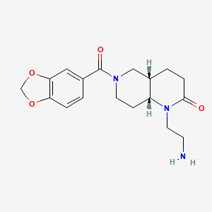 molecular formula C18H23N3O4 B5266522 rel-(4aS,8aR)-1-(2-aminoethyl)-6-(1,3-benzodioxol-5-ylcarbonyl)octahydro-1,6-naphthyridin-2(1H)-one hydrochloride 