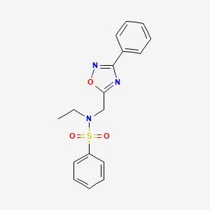 molecular formula C17H17N3O3S B5266710 N-ethyl-N-[(3-phenyl-1,2,4-oxadiazol-5-yl)methyl]benzenesulfonamide 