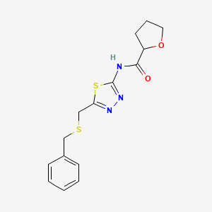 molecular formula C15H17N3O2S2 B5266820 N-{5-[(benzylsulfanyl)methyl]-1,3,4-thiadiazol-2-yl}tetrahydrofuran-2-carboxamide 