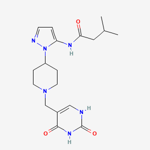 molecular formula C18H26N6O3 B5266859 N-(1-{1-[(2,4-dioxo-1,2,3,4-tetrahydropyrimidin-5-yl)methyl]piperidin-4-yl}-1H-pyrazol-5-yl)-3-methylbutanamide 
