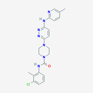 molecular formula C22H24ClN7O B5266984 N-(3-chloro-2-methylphenyl)-4-{6-[(5-methyl-2-pyridinyl)amino]-3-pyridazinyl}-1-piperazinecarboxamide 