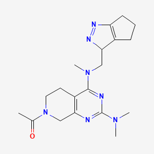 molecular formula C19H27N7O B5267062 7-acetyl-N~2~,N~2~,N~4~-trimethyl-N~4~-(3,4,5,6-tetrahydrocyclopenta[c]pyrazol-3-ylmethyl)-5,6,7,8-tetrahydropyrido[3,4-d]pyrimidine-2,4-diamine 