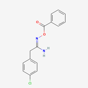 molecular formula C15H13ClN2O2 B5267204 N'-(benzoyloxy)-2-(4-chlorophenyl)ethanimidamide 