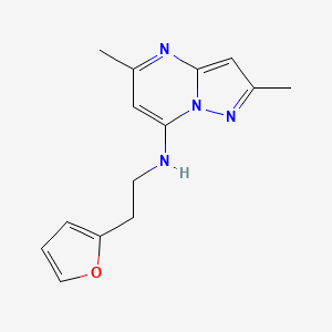 molecular formula C14H16N4O B5267271 N-[2-(2-furyl)ethyl]-2,5-dimethylpyrazolo[1,5-a]pyrimidin-7-amine 