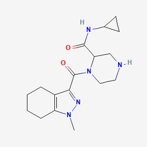 molecular formula C17H25N5O2 B5267708 N-cyclopropyl-1-[(1-methyl-4,5,6,7-tetrahydro-1H-indazol-3-yl)carbonyl]-2-piperazinecarboxamide 