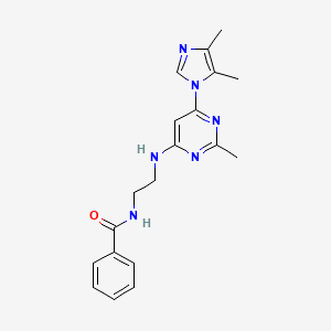 molecular formula C19H22N6O B5267943 N-(2-{[6-(4,5-dimethyl-1H-imidazol-1-yl)-2-methyl-4-pyrimidinyl]amino}ethyl)benzamide 