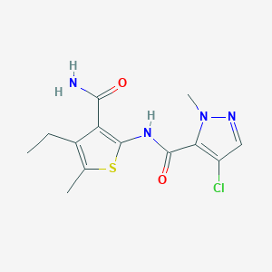 molecular formula C13H15ClN4O2S B5267967 N-(3-carbamoyl-4-ethyl-5-methylthiophen-2-yl)-4-chloro-1-methyl-1H-pyrazole-5-carboxamide CAS No. 957480-21-6