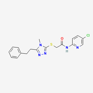 molecular formula C18H18ClN5OS B5267990 N-(5-CHLORO-2-PYRIDINYL)-2-{[4-METHYL-5-(2-PHENYLETHYL)-4H-1,2,4-TRIAZOL-3-YL]SULFANYL}ACETAMIDE 