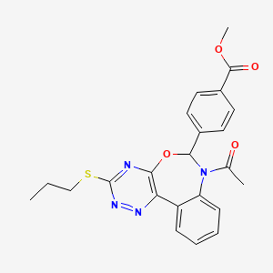 molecular formula C23H22N4O4S B5268001 methyl 4-[7-acetyl-3-(propylthio)-6,7-dihydro[1,2,4]triazino[5,6-d][3,1]benzoxazepin-6-yl]benzoate 